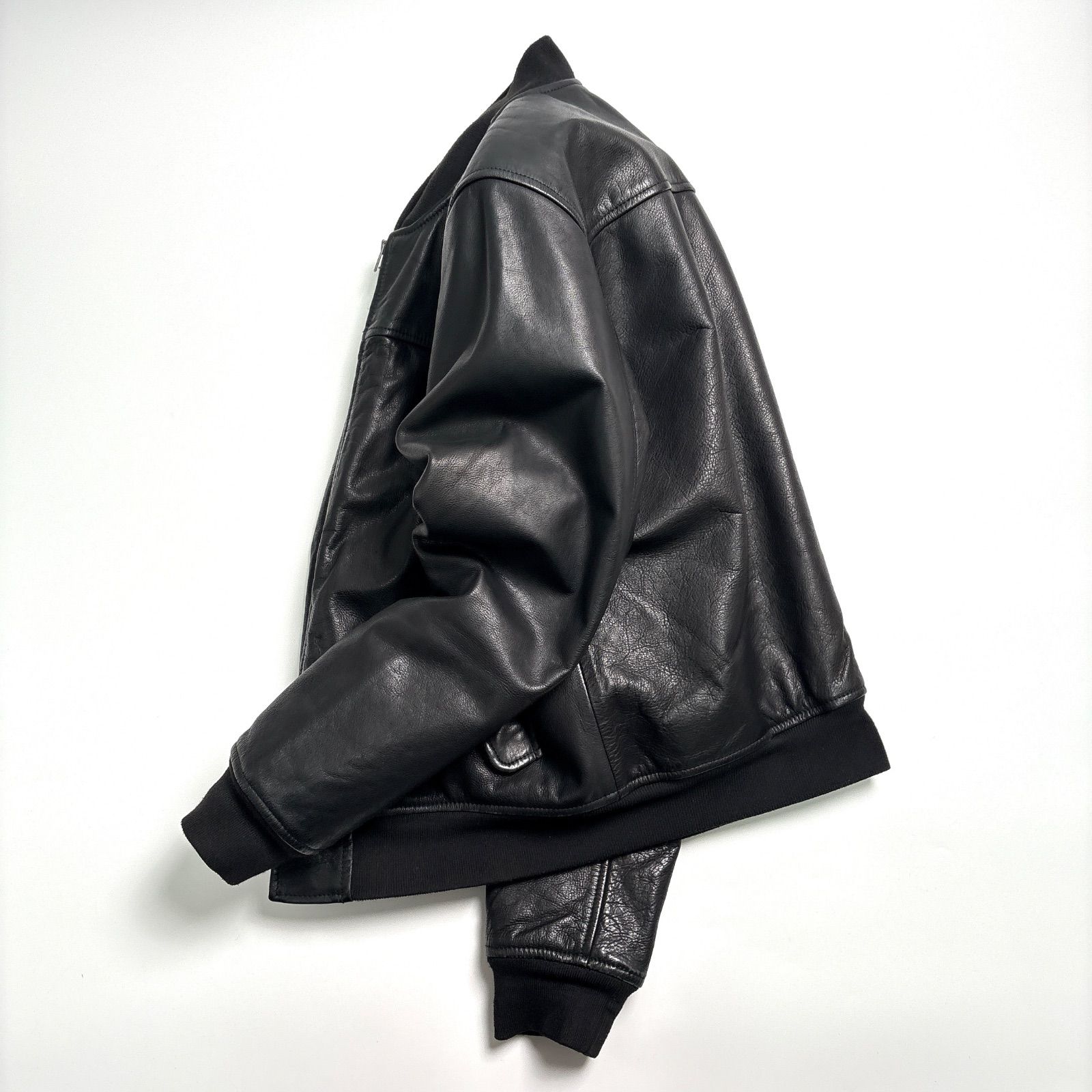 牛革】GAP レザージャケット 黒 L ブルゾン MA-1 本革 - メルカリ