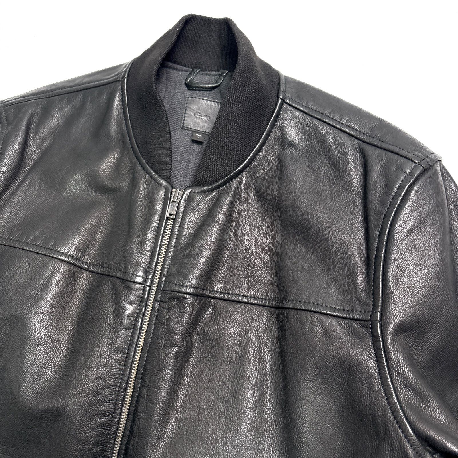 牛革】GAP レザージャケット 黒 L ブルゾン MA-1 本革 - メルカリ