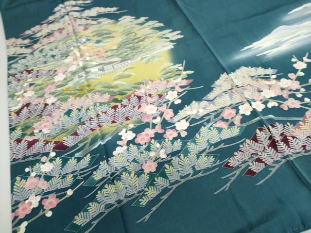  平和屋着物 十日町友禅作家 岡村蒼風 色留袖 遠山風景文 暈し染め 正絹 ud 黒留袖 着物