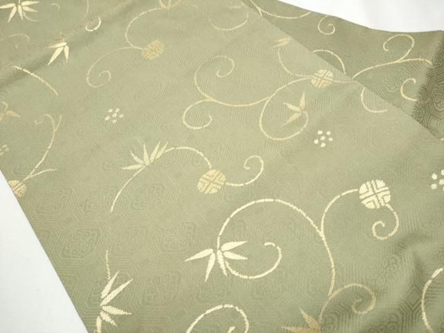 平和屋着物○全通柄 九寸名古屋帯 蔦の葉文 金糸 正絹 逸品 CABA4859hy