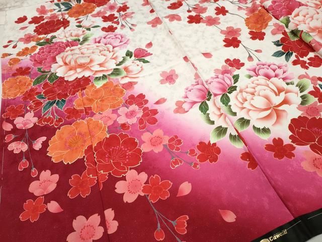 平和屋着物○豪華振袖 刺繍 枝垂れ花文 銀通し地 仮絵羽 逸品 未使用