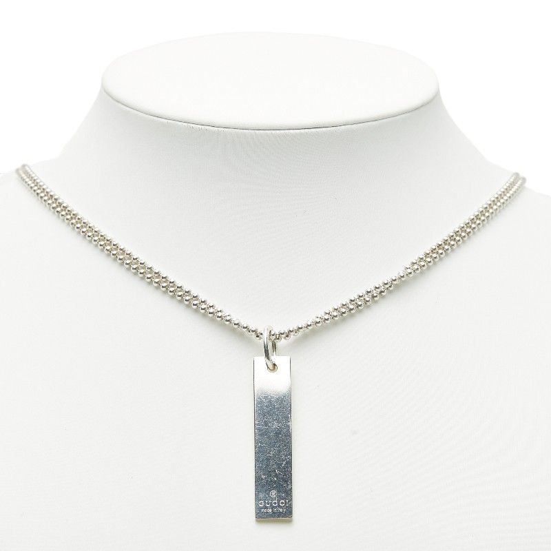 グッチ プレート ネックレス ボールチェーン ダブルチェーン SV925