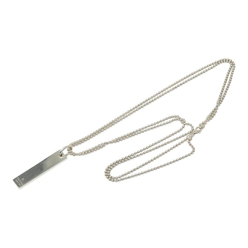 グッチ ロゴ プレート 2連 ボール チェーン ネックレス 50cm SV925