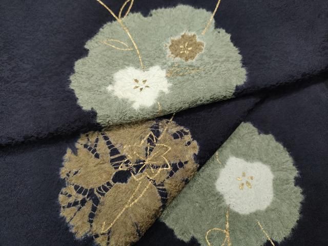 平和屋着物●上質な小紋　絞り　舞花文　金彩　正絹　逸品　CABA1937ut 平和屋着物○上質な小紋 絞り 舞花文 金彩 正絹 逸品 CABA1937ut