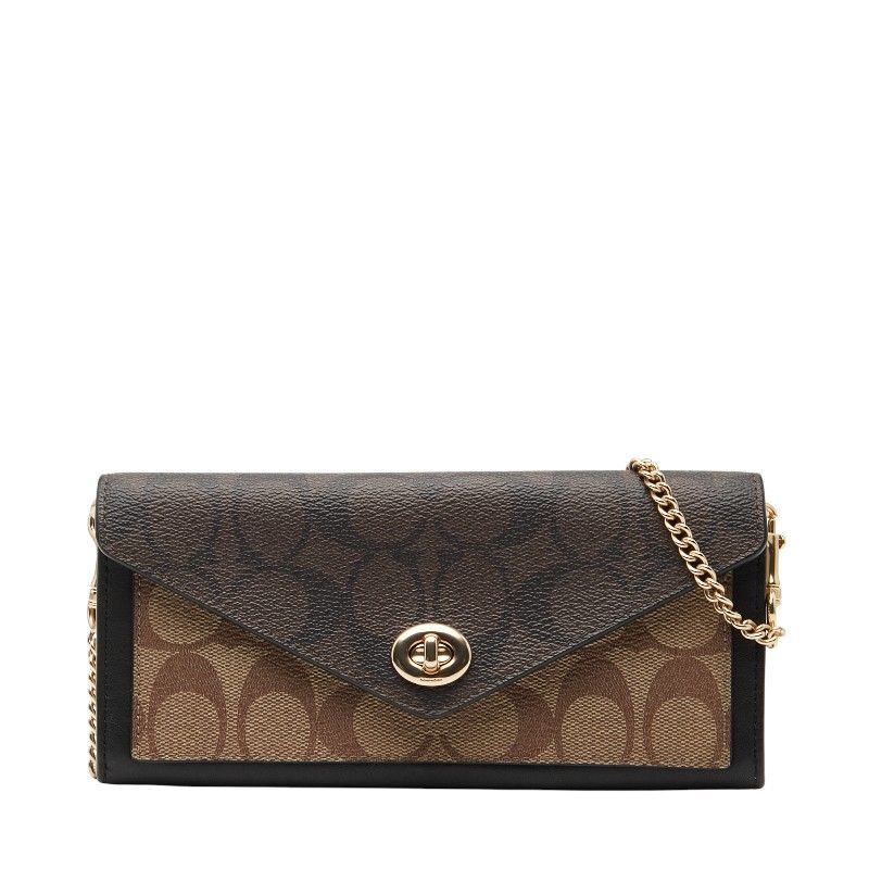 コーチ シグネチャー チェーン ウォレット 長財布 ブラウン PVC レザー レディース COACH 205 44428