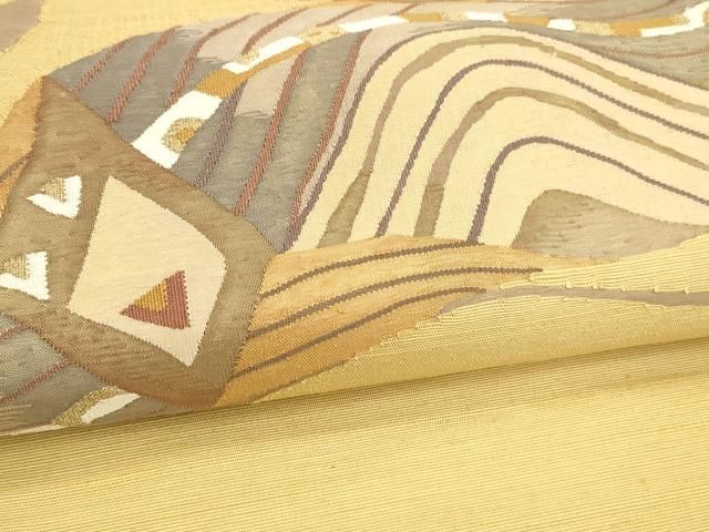 平和屋着物○八寸名古屋帯 すくい織 紬地 流水抽象文 金糸