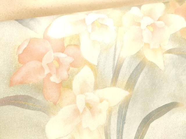 平和屋着物●九寸名古屋帯　作家物　草花文　金銀彩　正絹　逸品　DAAZ4443cm 平和屋着物○九寸名古屋帯 作家物 草花文 金銀彩 正絹 逸品 DAAZ4443cm