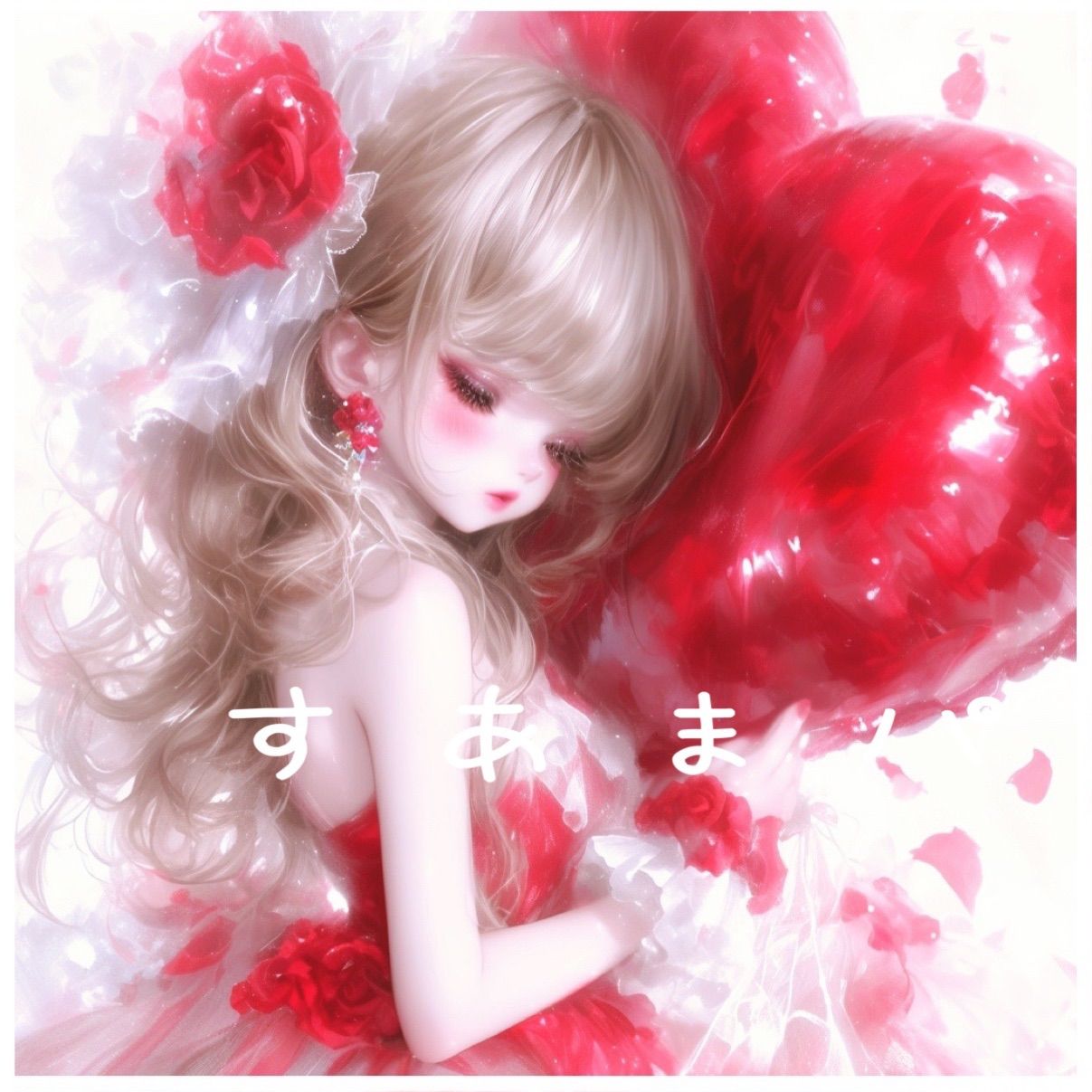 出品番号38【限定5枚】ハートバルーンと女の子のパネル生地 - メルカリ