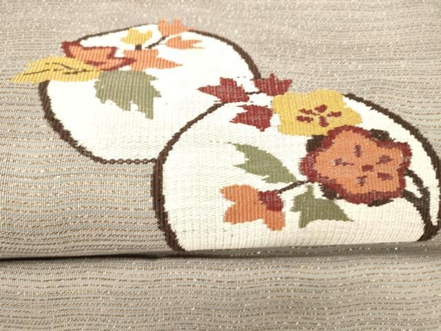 平和屋着物○八寸名古屋帯 すくい織 枝花文 金糸 正絹 逸品 DAAZ4496cm