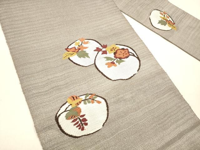 平和屋着物○八寸名古屋帯 すくい織 枝花文 金糸 正絹 逸品 DAAZ4496cm