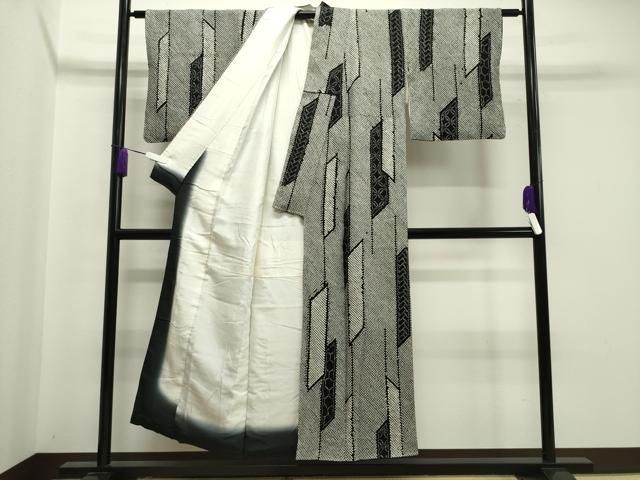 平和屋着物○上質な小紋 総絞り 吉祥花文 黒地 正絹 逸品 未使用