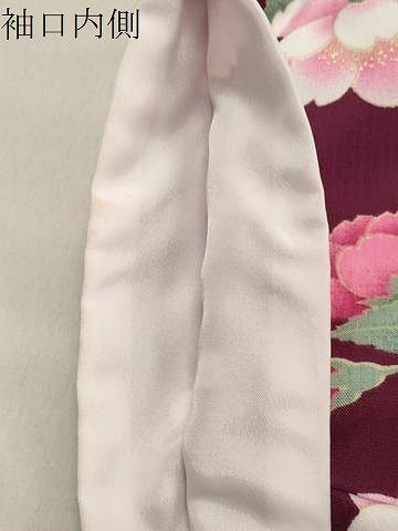 平和屋着物○小振袖 二尺袖 雪輪花文 金彩 洗える着物 CABA1403gh