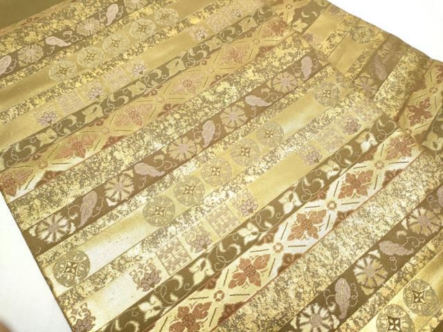 キッチン用品② 平和屋着物○九寸名古屋帯 横段花文 金彩 正絹 逸品 CABA4956hy 【公式