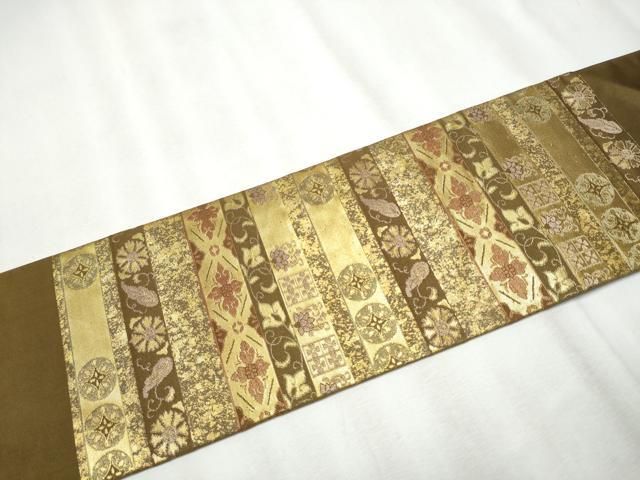 キッチン用品② 平和屋着物○九寸名古屋帯 横段花文 金彩 正絹 逸品 CABA4956hy 【公式