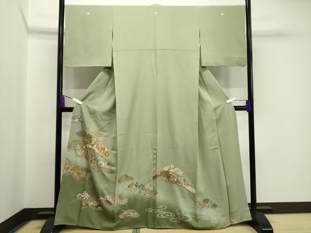 平和屋着物 豪華色留袖 駒刺繍 鳳凰枝松花文 暈し染め 金彩 正絹 gh