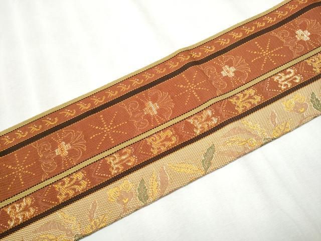 八寸名古屋帯 花唐草間道