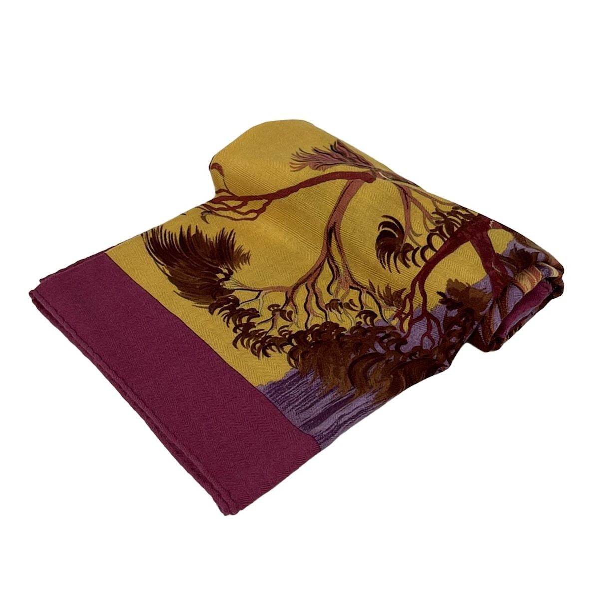 HERMES(エルメス) ストール(ショール)美品 - ダークイエロー×ブラウン