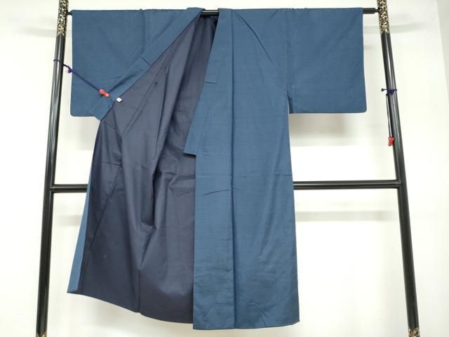 平和屋着物○男性 本場大島紬 アンサンブル 格子文 正絹 逸品