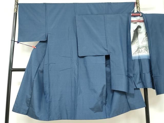 平和屋着物○男性 本場大島紬 アンサンブル 格子文 正絹 逸品