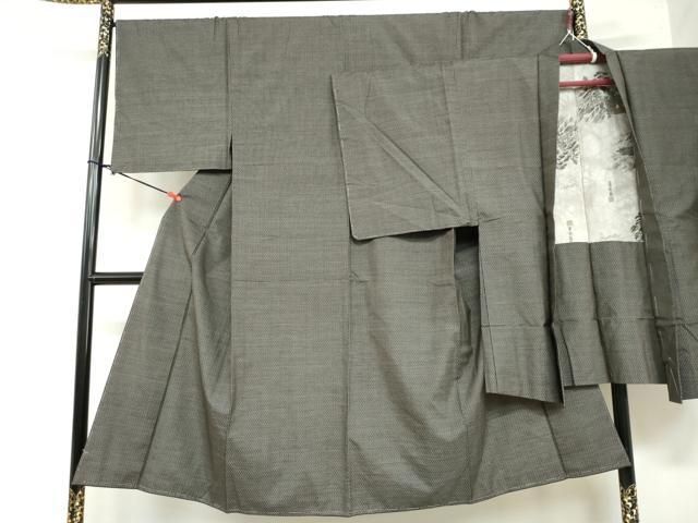 平和屋着物 男性 本場大島紬 アンサンブル 長羽織 変わり格子文 正絹 ud