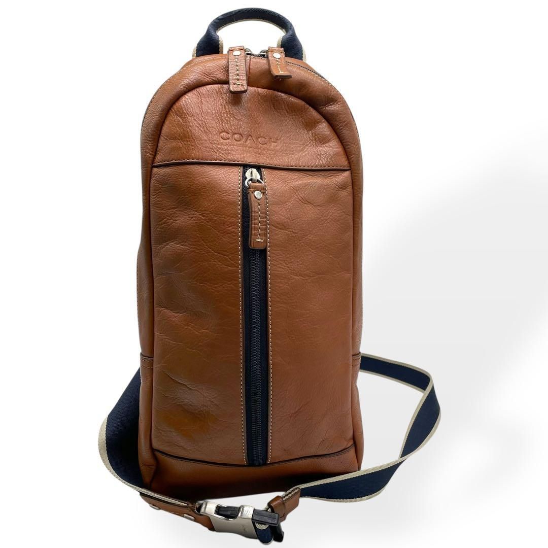 美品　コーチ　ボディバッグ　ヘリテージ　シグネチャー　ブラウン　PVC 美品 COACH コーチ ショルダーバッグ ボディバッグ ヘリテージ