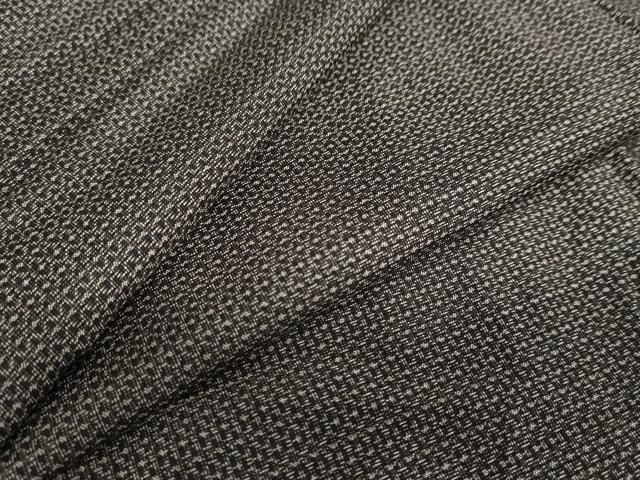 平和屋着物○男性 紬 アンサンブル 長羽織 80亀甲 変わり格子文 正絹 逸品