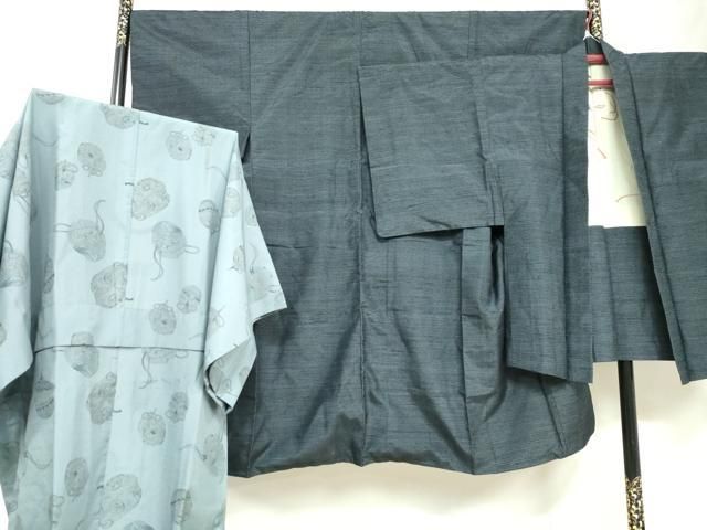 平和屋着物 男性 紬 アンサンブル 長襦袢セット 無双仕立て 100亀甲 総詰め さんび謹製 正絹 ud