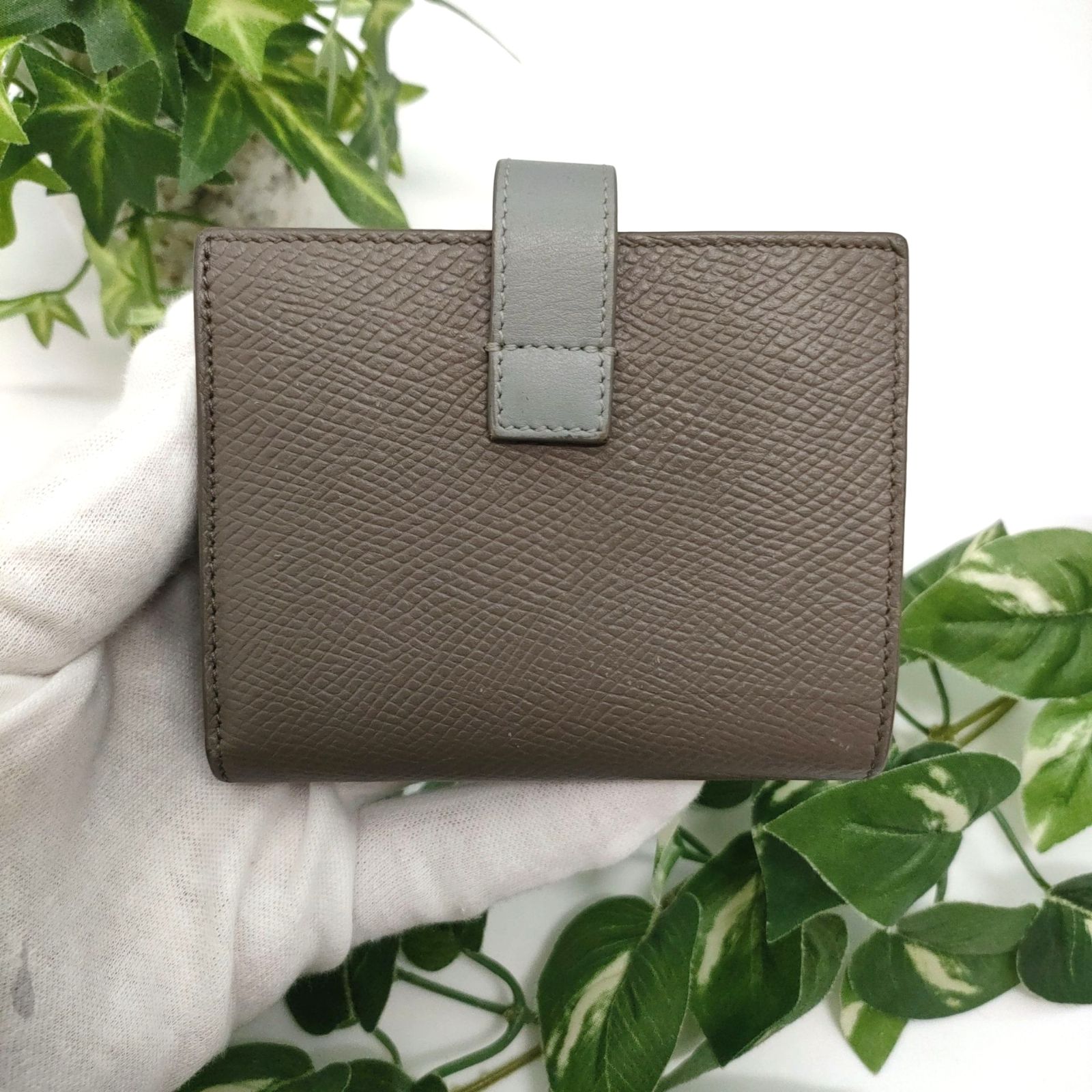 極美品◆CELINE スモールストラップウォレット バイカラー グレー ブルー 極美品◇CELINE スモールストラップウォレット バイカラー グレー