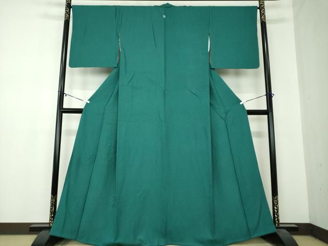 平和屋着物 中国三大刺繍 スワトウ刺繍 汕頭刺繍 総刺繍 色留袖 扇面花文 濃青碧色 正絹 ps