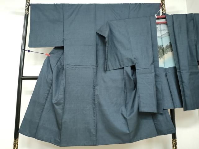 平和屋着物○男性 本場大島紬 アンサンブル 長羽織 100亀甲 総詰め