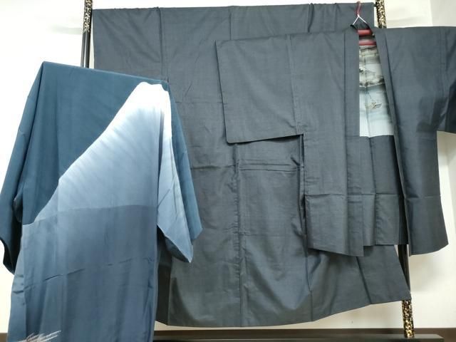 平和屋着物 男性 本場大島紬 アンサンブル 長羽織 長襦袢セット 袷 100亀甲 総詰め 正絹 ud