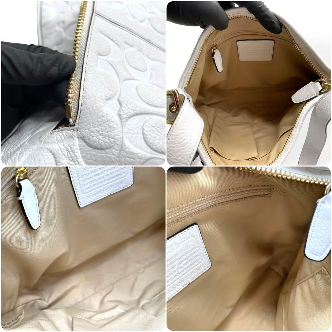 ✨極美品✨ COACH レザー ショルダーバッグ 7450 ホワイト 極美品 COACH ショルダーバッグ レガシー エンボスドレザー ホワイト