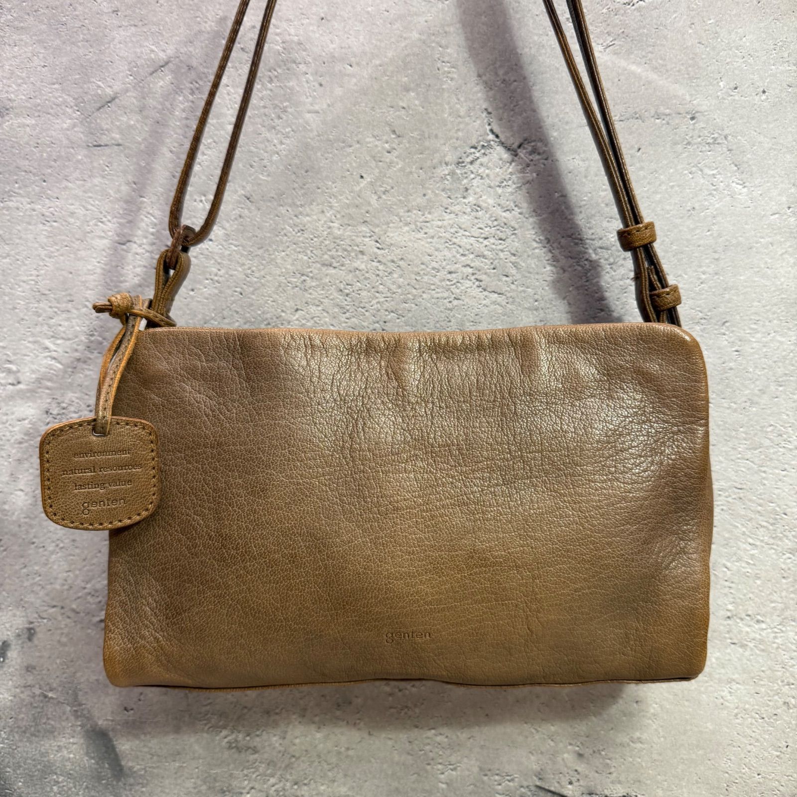 ✨genten ゲンテン ゴートレザー ヌメ ショルダーバッグ ブラウン 斜め