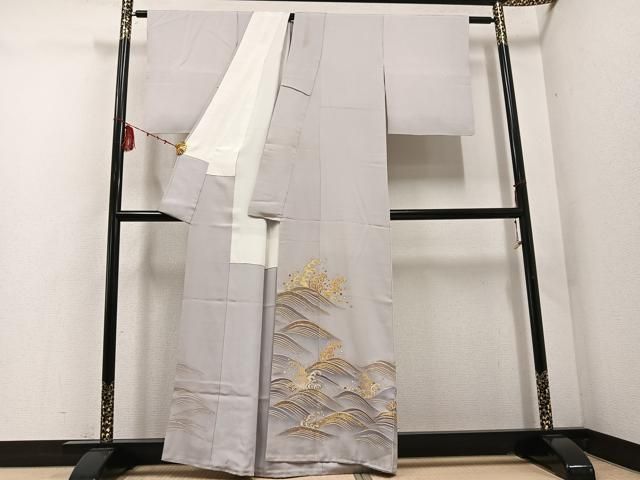 平和屋着物 創業460年 千總 色留袖 駒刺繍 竹屋町刺繍 立波文 金彩 正絹 ph