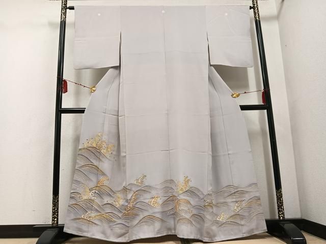 平和屋着物●創業460年・千總　色留袖　駒刺繍　竹屋町刺繍　立波文　金彩　正絹　逸品　AABD7059ph 平和屋着物○創業460年・千總 色留袖 駒刺繍 竹屋町刺繍 立波文 金彩