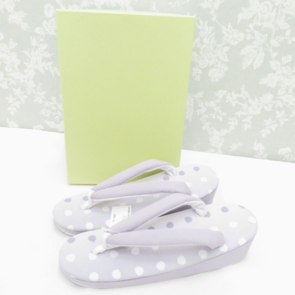 草履 パープル系 パステル 水玉 ドット柄 カジュアル 履物 フリーサイズ