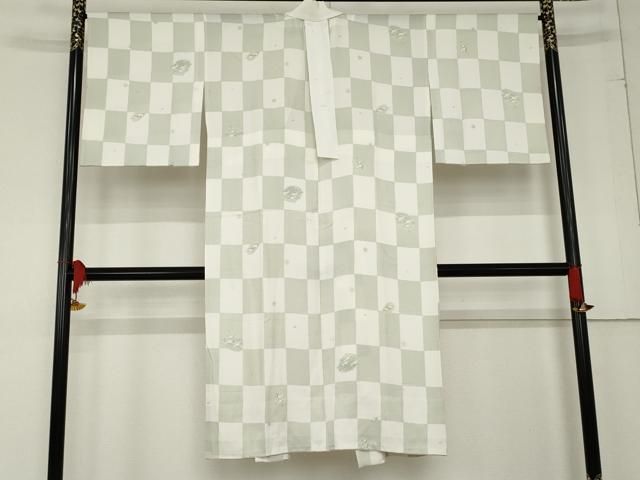 平和屋着物 長襦袢 無双仕立て 市松飛鶴花丸文 正絹 cs