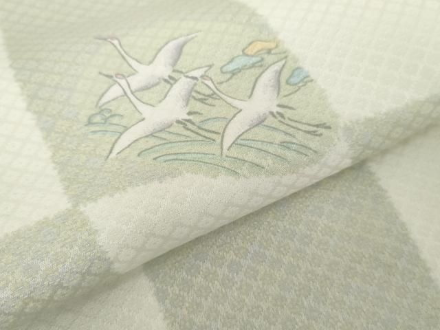 平和屋着物○長襦袢 無双仕立て 市松飛鶴花丸文 正絹 逸品 AABD6279cs