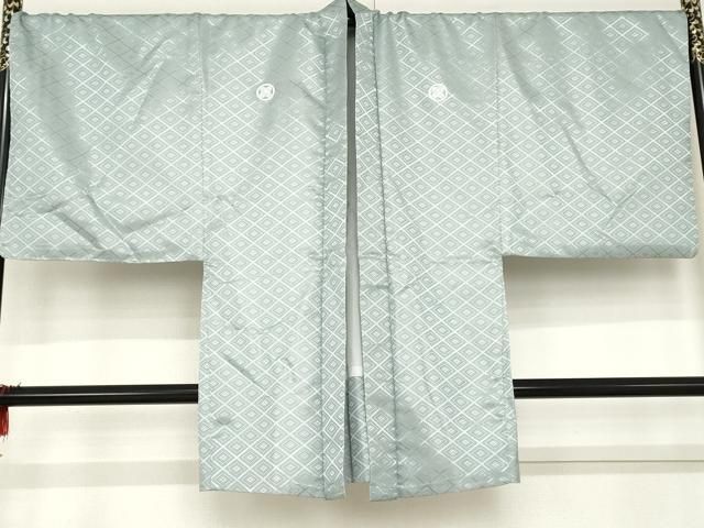 平和屋着物●男性　色紋付　羽織　菱繋ぎ地紋　秘色色　キングサイズ　洗える着物　AABD6284cs 平和屋着物○男性 色紋付 羽織 菱繋ぎ地紋 秘色色 キングサイズ 洗える