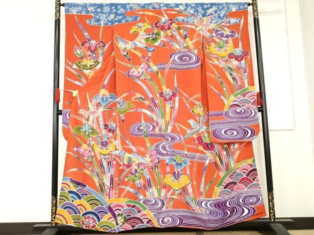 平和屋着物○豪華振袖 紅型 流水花鳥文 正絹 逸品 AABD6320cs - メルカリ