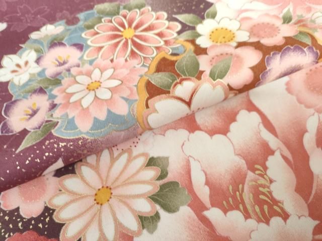 平和屋着物○「anan」ブランド 小振袖 二尺袖 雪輪花文 暈し染め 金彩