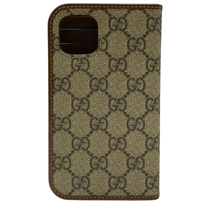 グッチ アイフォンケース iPhone 15 スマホケース 手帳型 GGスプリーム 小物 PVC レザー ブラウン 760184 GUCCI ユニセックス 上品 感 モード