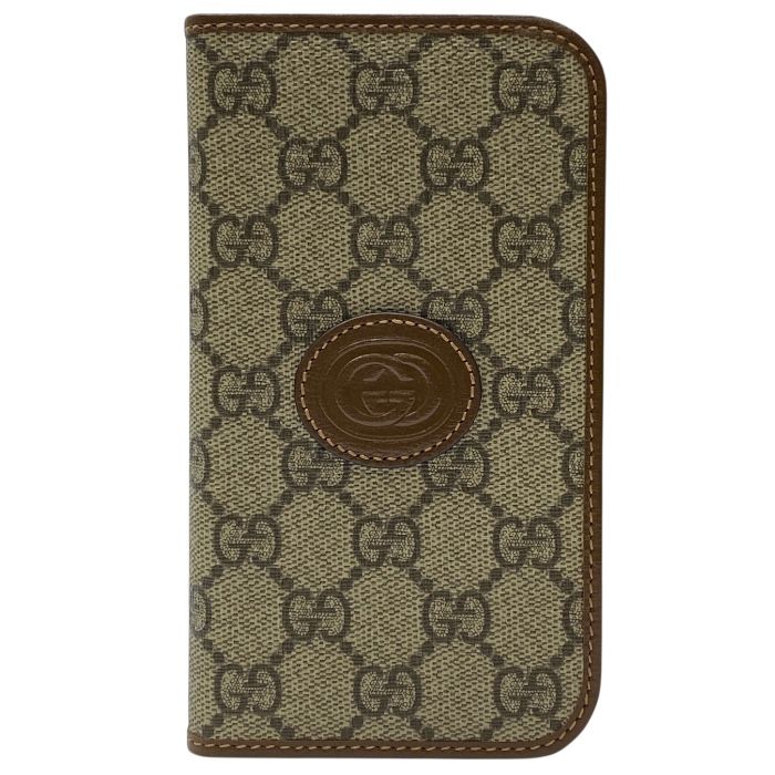 グッチ アイフォンケース iPhone 15 スマホケース 手帳型 GGスプリーム 小物 PVC レザー ブラウン 760184 GUCCI ユニセックス 上品 感 モード