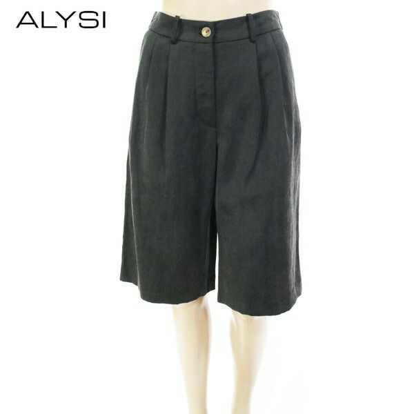 80 OFF アリジ ALYSI パンツ 38 EPT 1127 Sサイズ チャコールグレー レディース ハーフパンツ キュロットパンツ リネン イタリア製