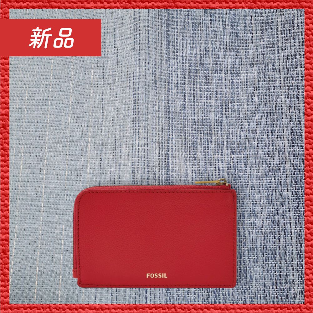 Fossil フォッシル Jori レザー ジップ カードケース レッド