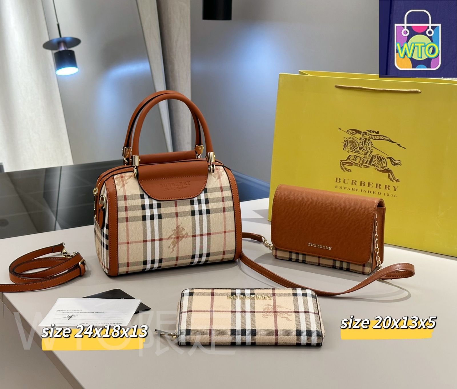 高級バーバリー( ^ω^ )最終SALE 今日特価】Burberry バーバリー 組み合わせバッグ、3つの優恵価格