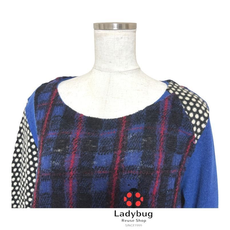 アルベロベロ あったかチュニック フリース ニット 厚手 ブタワッペン