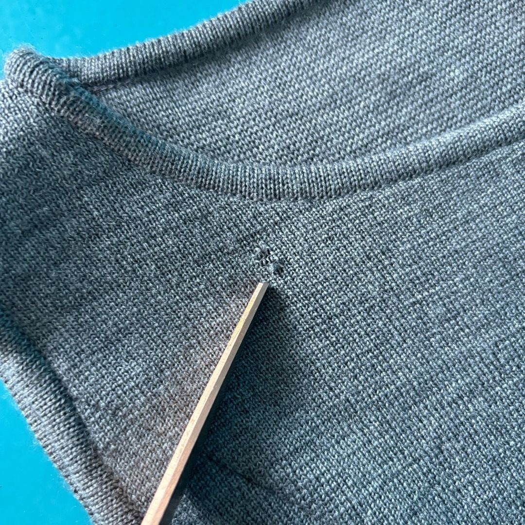 1362 René ルネ ウールニットワンピース リボン装飾 裾フリルグレー36