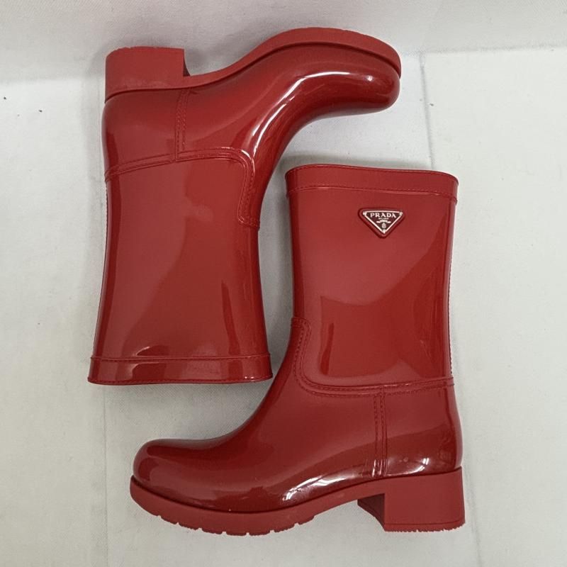 プラダ レインブーツ トライアングルロゴ ボルドー サイズ35 22.5