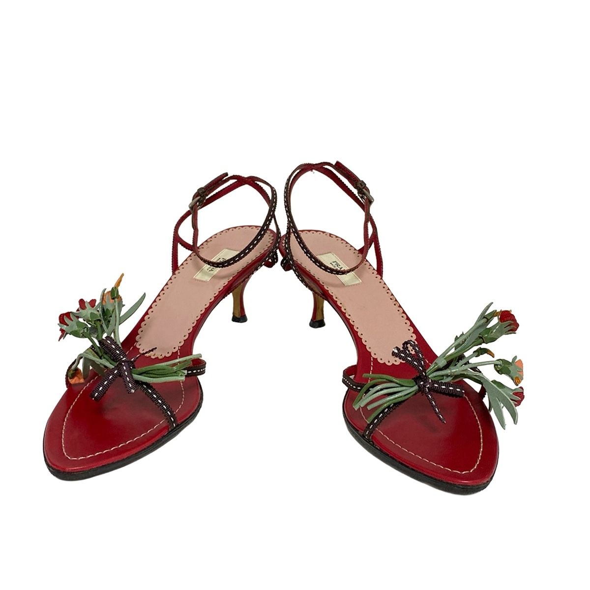 プラダ PRADA ミュール 35 化学繊維 黒 レディース 靴 サンダル プラダ レディース 35mm＊送込 wedge ダークブラウン×グリーン